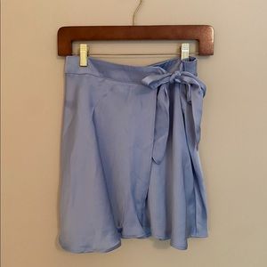 Blue Satin Wrap Skirt